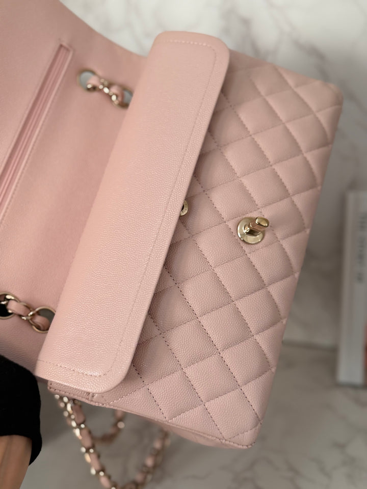 CHANEL 21C 2021 Rose Clair Caviar LGHW Medium ML 11.12 Timeless Classic Double Flap Bag