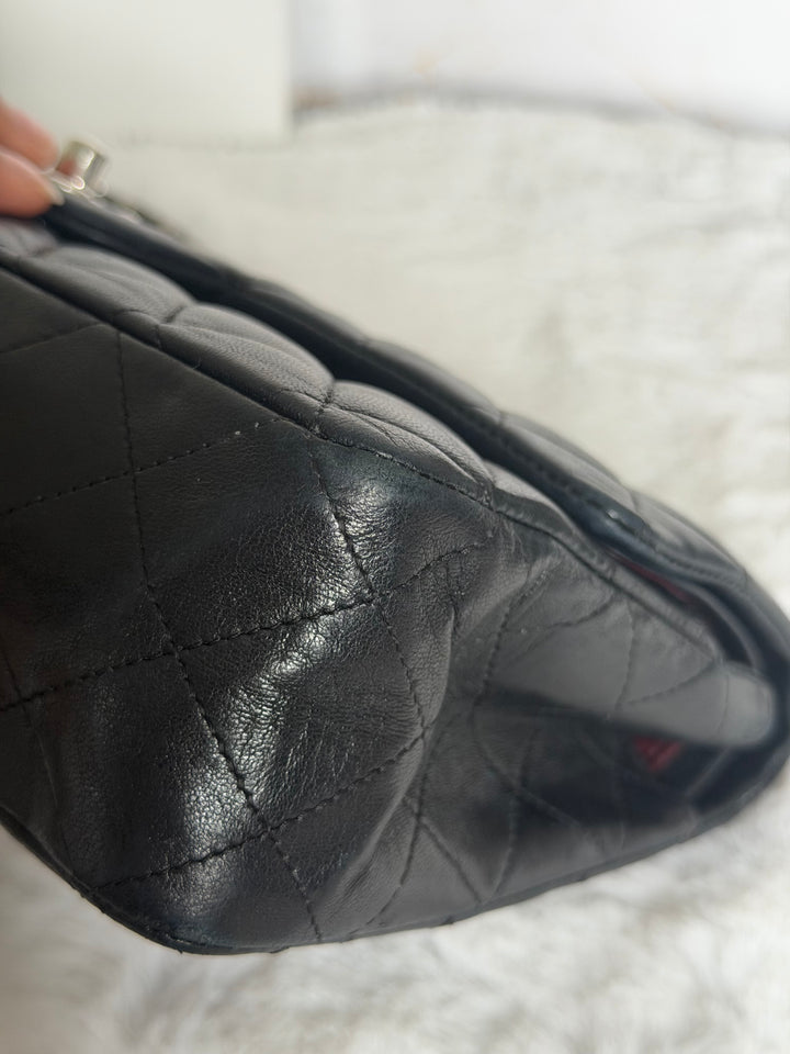 CHANEL series 12 Black Lambskin SHW Medium ML Timeless Classic Double Flap Bag 2011