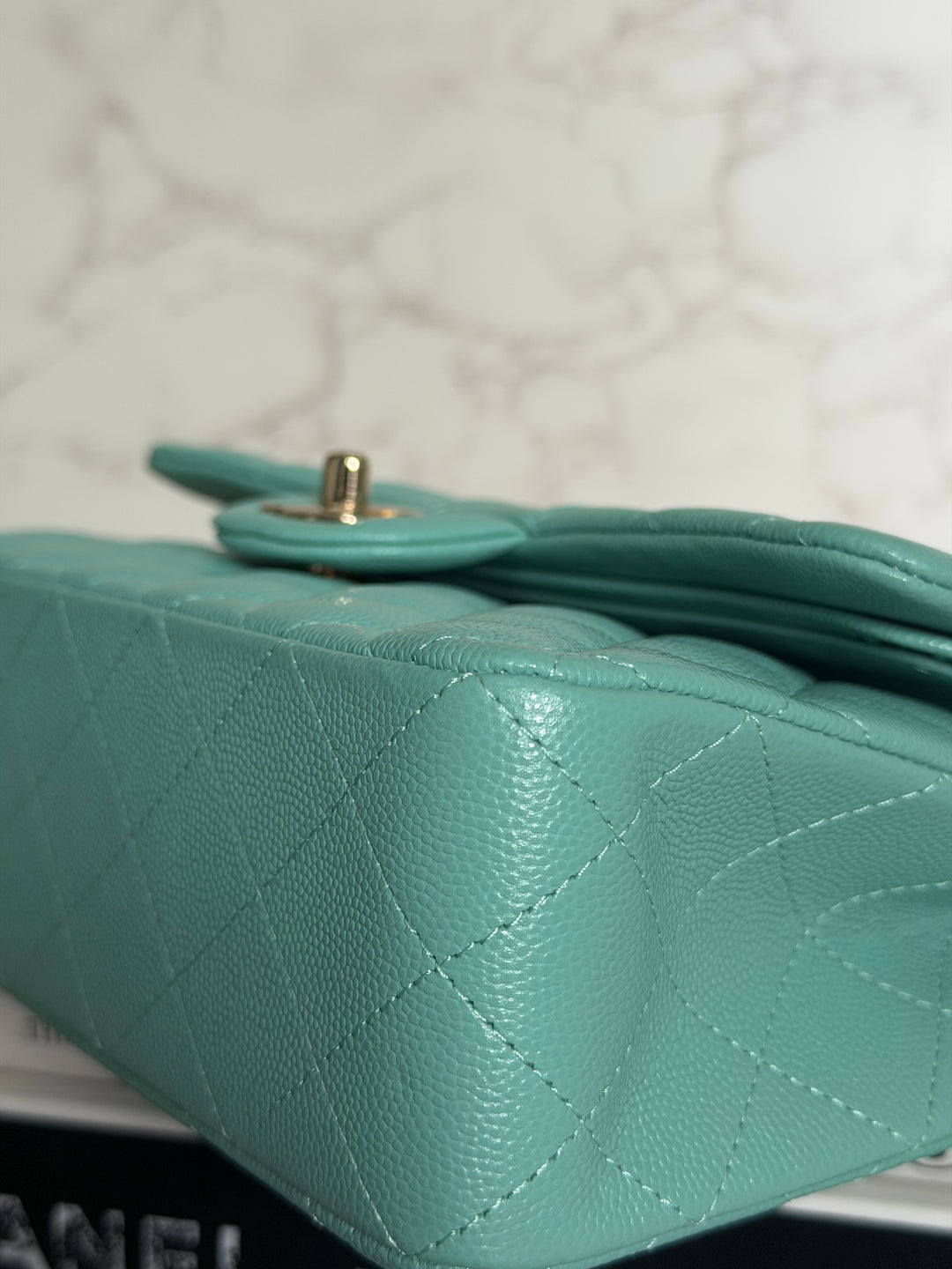 CHANEL 21S series 31 Tiffany Green/Blue Caviar LGHW Small Timeless Classic Double Flap Bag 2021 super rare