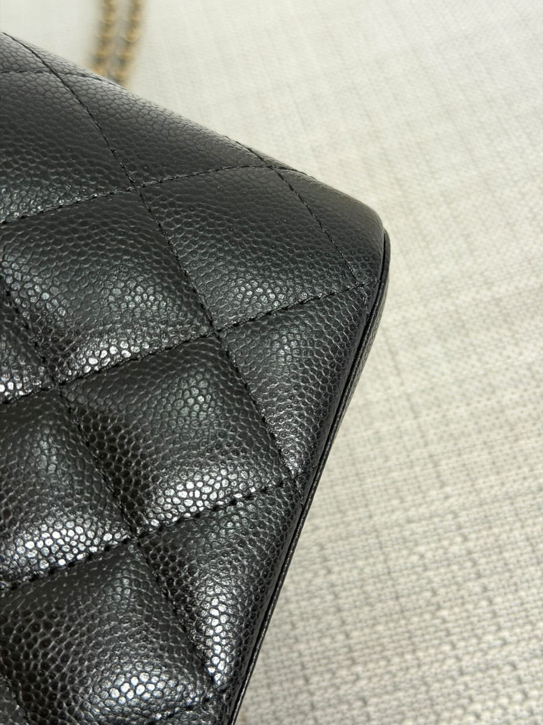 CHANEL Black Caviar LGHW Small Vanity with chain