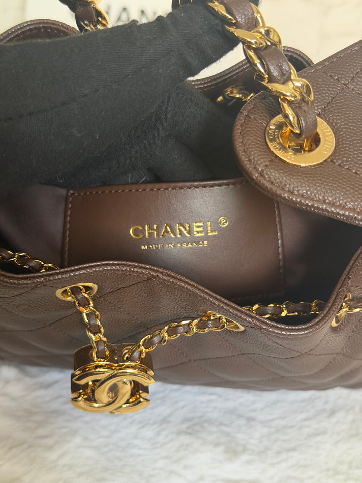 CHANEL 26B Chocolate brown Caviar LGHW 25 Hobo Bag size Small 2026