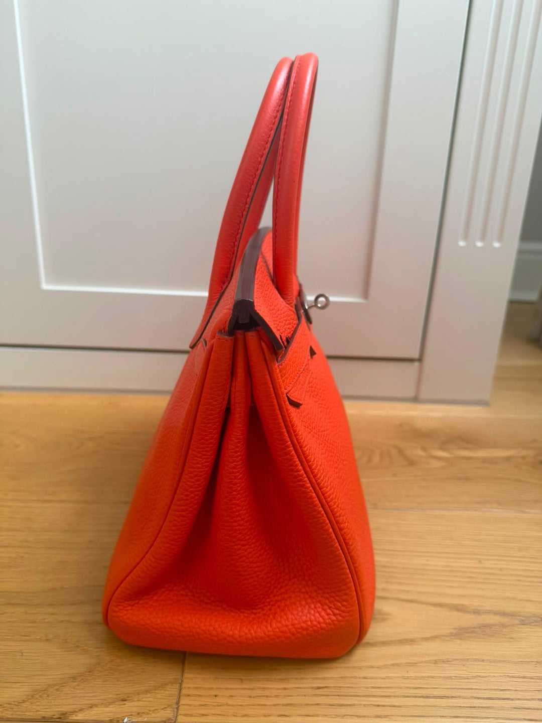 HERMÈS Orange Togo Leather PHW Birkin 30 Stamp X 2016