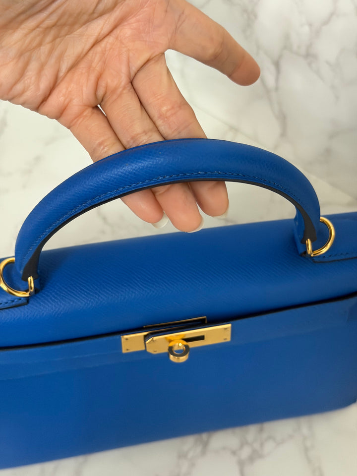 Hermes Blue Hydra Epsom Sellier Kelly 28 GHW Stamp C 2018