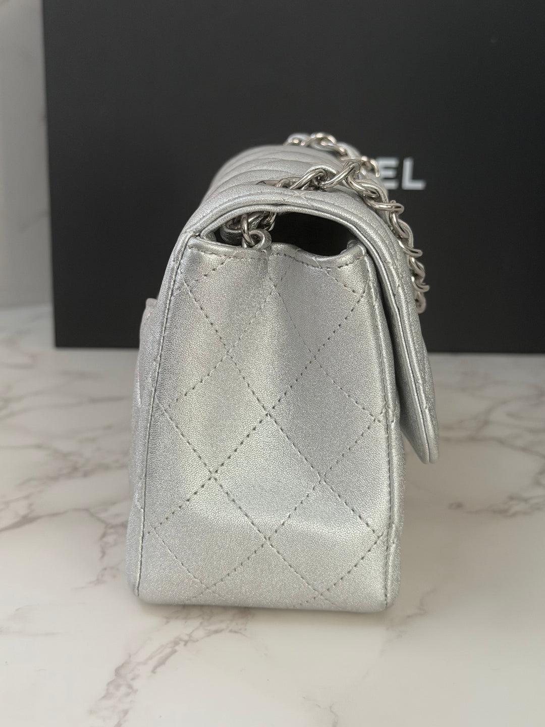 Chanel Series 31 21P Collection Iridescent Silver lambskin SHW Square Mini Flap Bag 2021