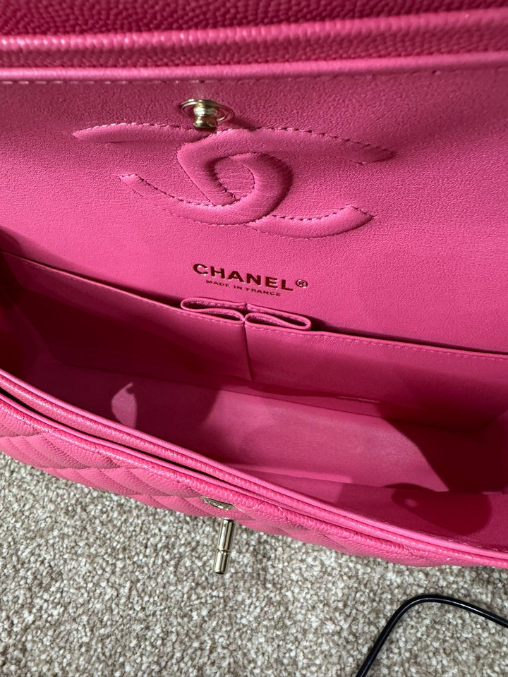 CHANEL 21C collection series 30 Barbie Pink Caviar LGHW Medium Timeless Classic Double Flap Bag