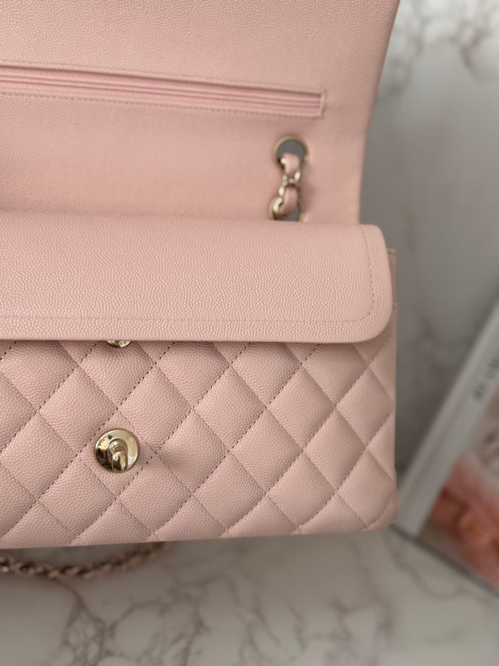CHANEL 21C 2021 Rose Clair Caviar LGHW Medium ML 11.12 Timeless Classic Double Flap Bag