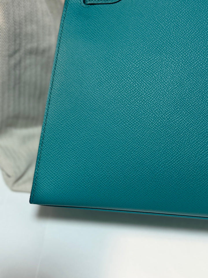 Hermes Kelly 28 Sellier Epsom Leather SO Bleu Paon GHW Stamp D 2019