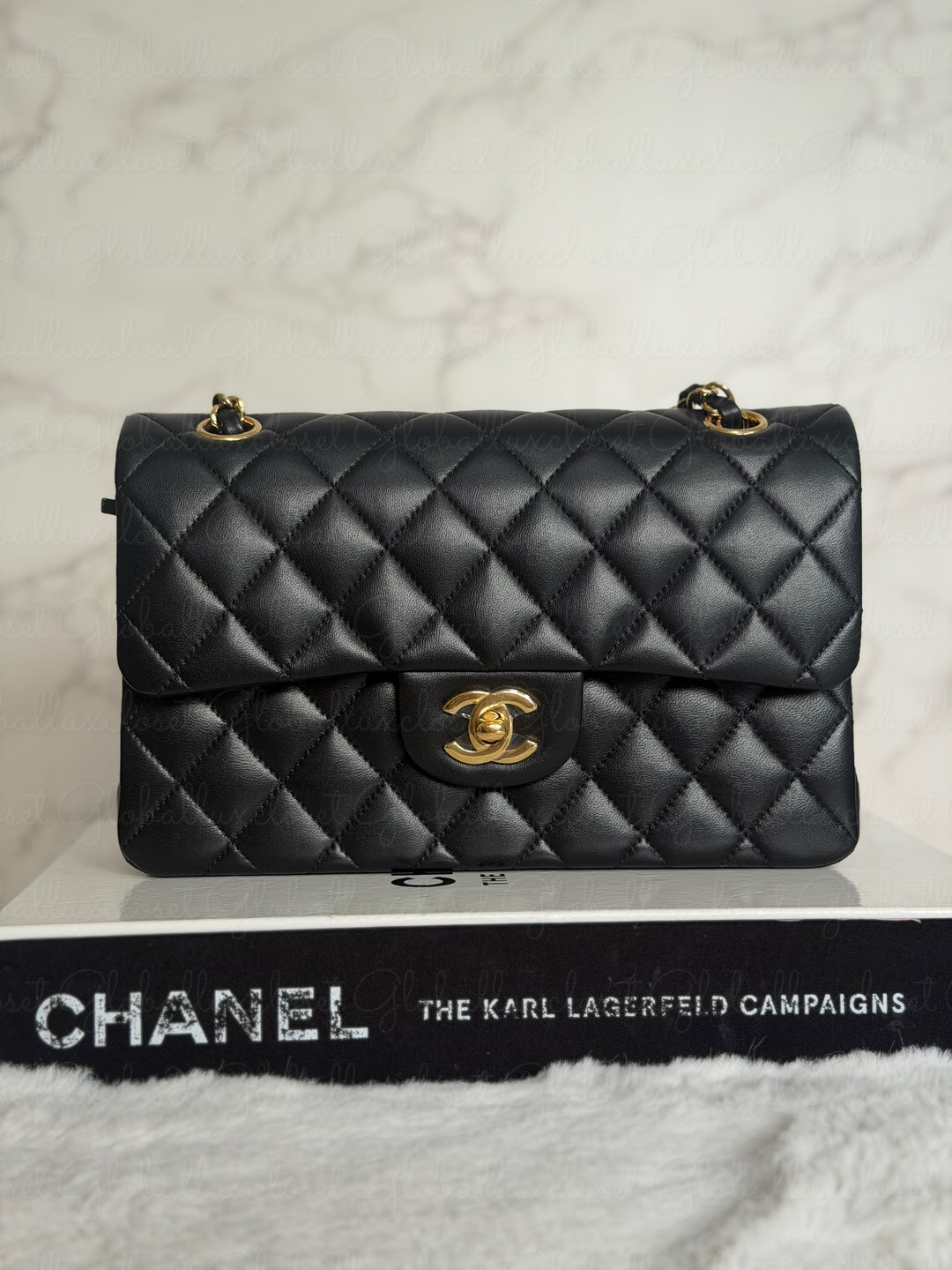 CHANEL Black Lambskin GHW SMALL Timeless Classic Double Flap Bag 2022 Microchipped