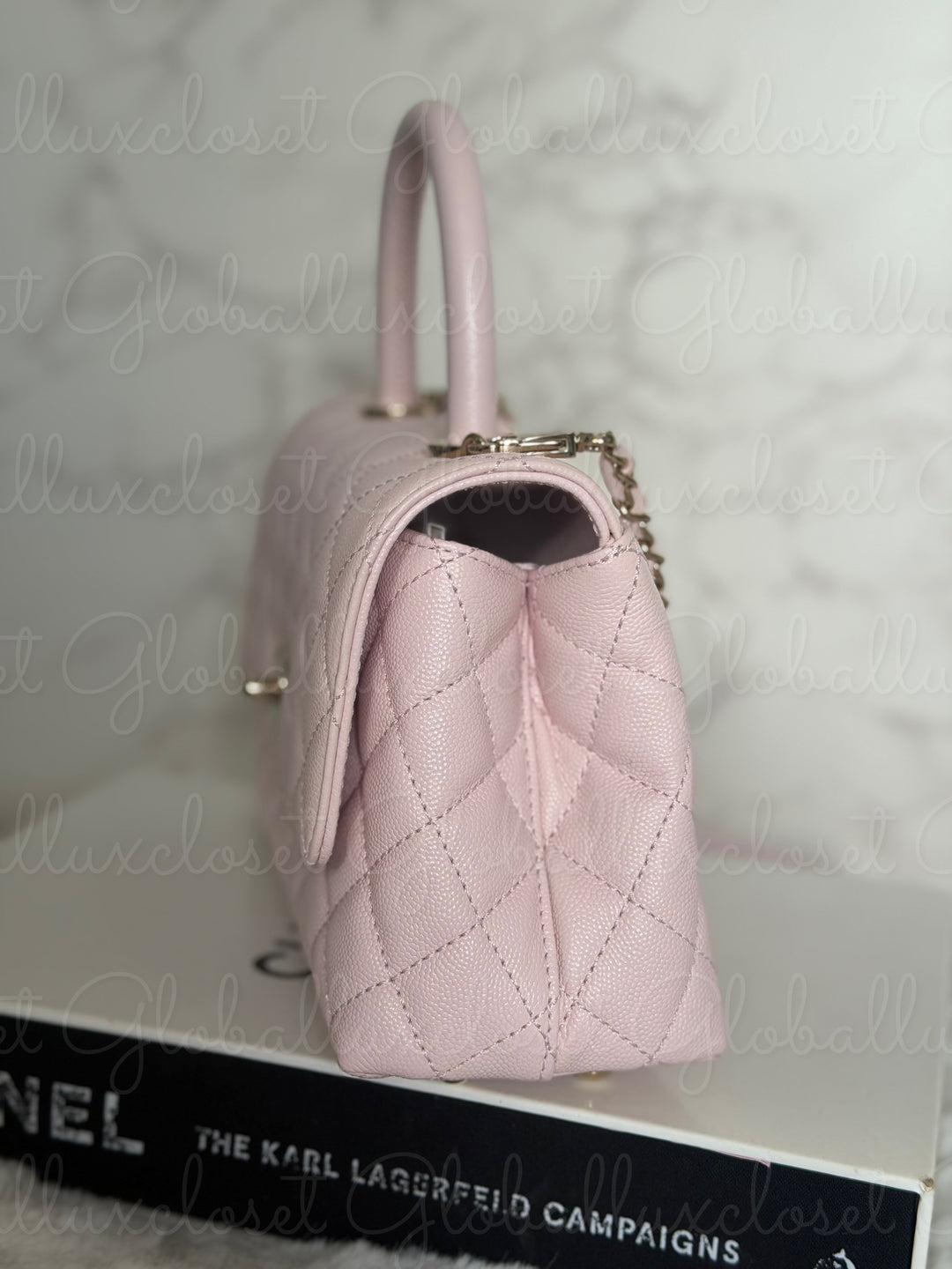 CHANEL 22P Light Pink Sakura Caviar LGHW Coco handle Flap Bag With detachable strap size Small 2022