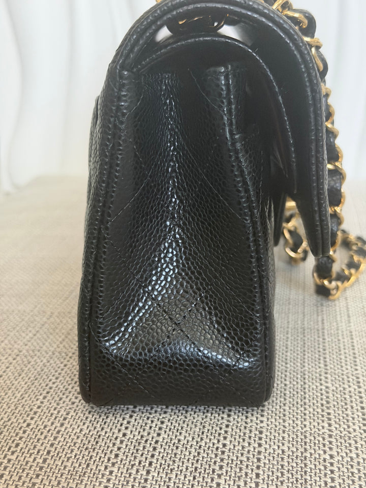 CHANEL Black Caviar GHW SMALL Timeless Classic Double Flap Bag 2022