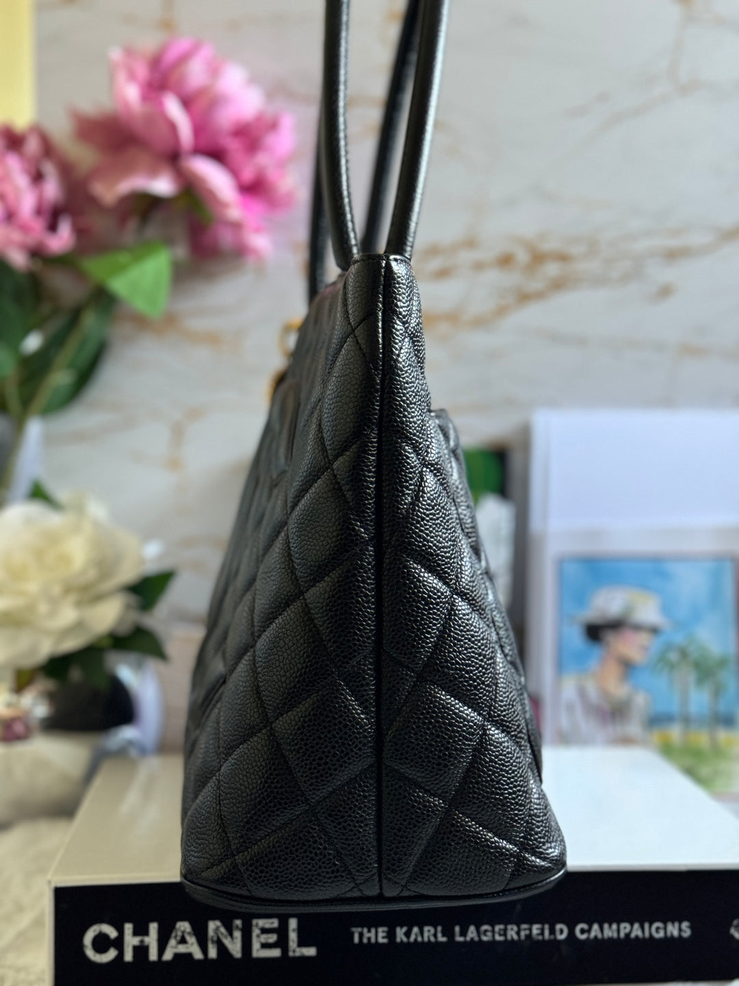 Chanel series 7 Vintage 2002-2003 Black Caviar GHW Medallion Tote Bag