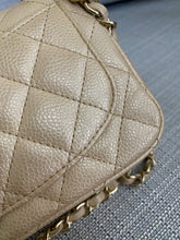 Load image into Gallery viewer, Chanel series 20 15C 2014/2015 Cruise Collection Pearly Beige Caviar Brushed GHW Square Mini Flap Bag
