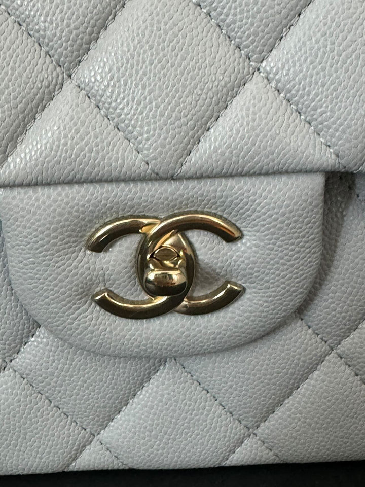 Chanel Grey Caviar LGHW Jumbo Timeless Classic Double Flap Bag (NQ335 23B Grey)