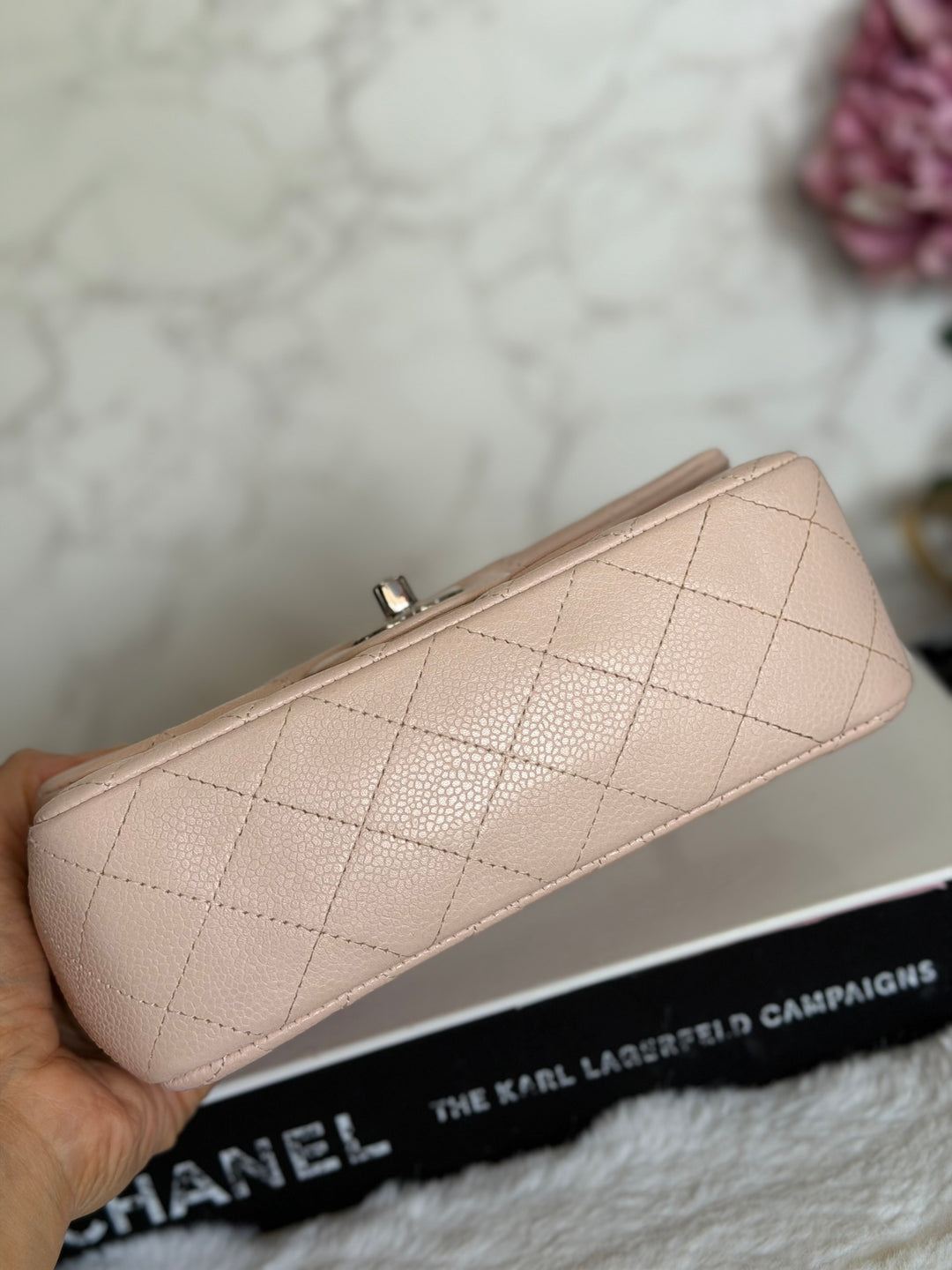 CHANEL series 18 Light Sakura Pink Caviar SHW Mini Rectangular Flap Bag 2014 14C collection