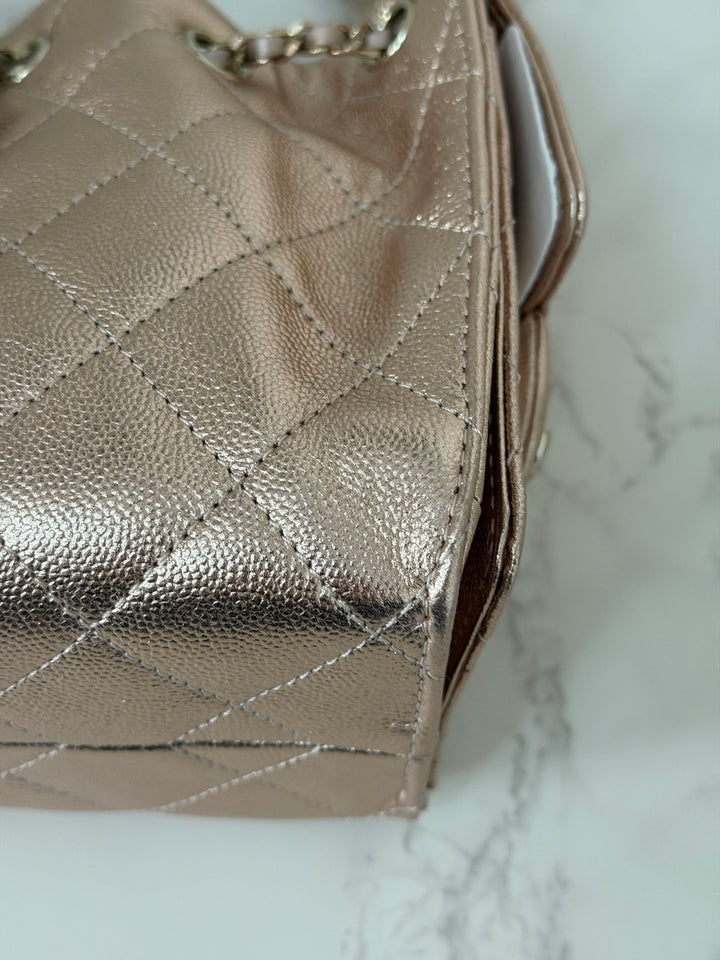 CHANEL 26C collection Mini 25 Hobo Bag in Rose Gold (Copper) Caviar Shiny GHW