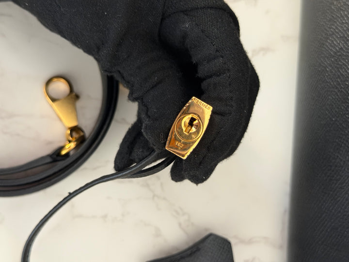 Hermes Noir/Black Epsom Leather GHW Kelly 28 stamp N 2010