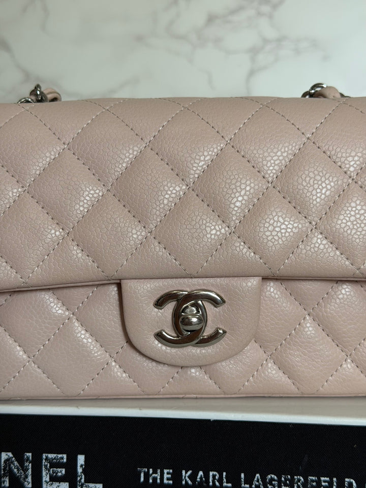 CHANEL series 18 Light Sakura Pink Caviar SHW Mini Rectangular Flap Bag 2014 14C collection