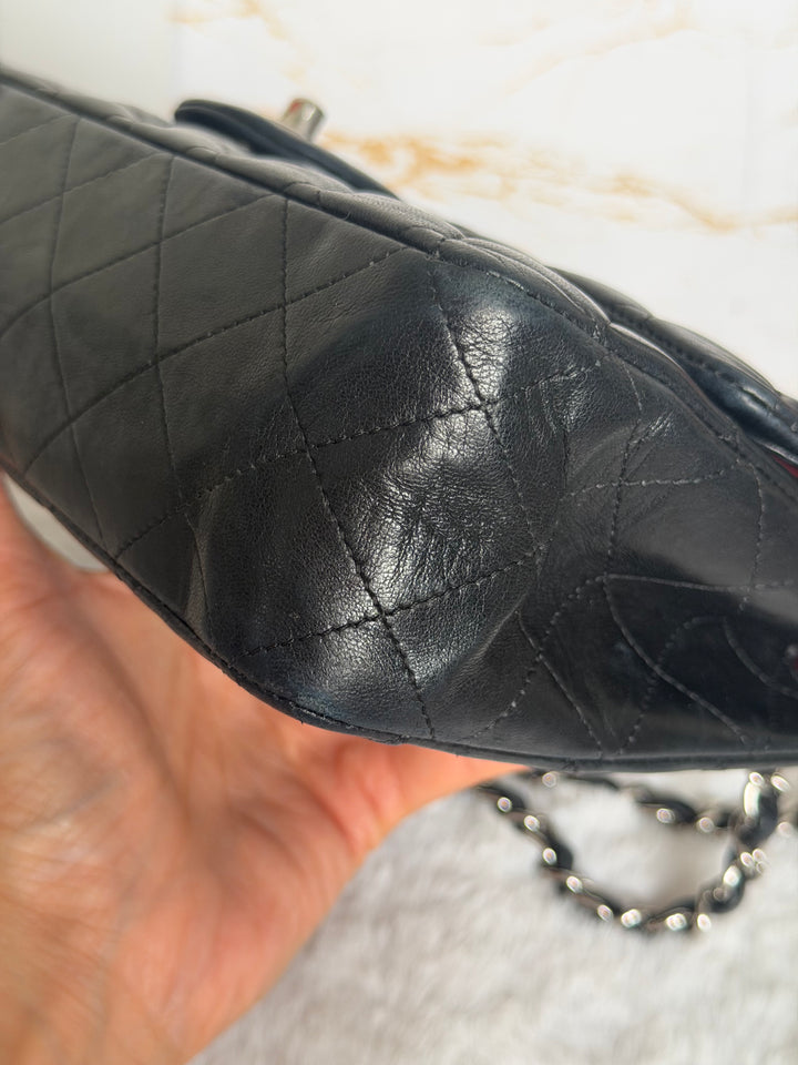 CHANEL series 12 Black Lambskin SHW Medium ML Timeless Classic Double Flap Bag 2011