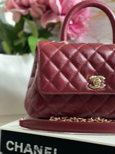 Load image into Gallery viewer, Chanel 21A 2021 Fall/Winter collection Burgundy caviar LGHW Coco Handle Flap Bag size Small with detachable Shoulder Strap
