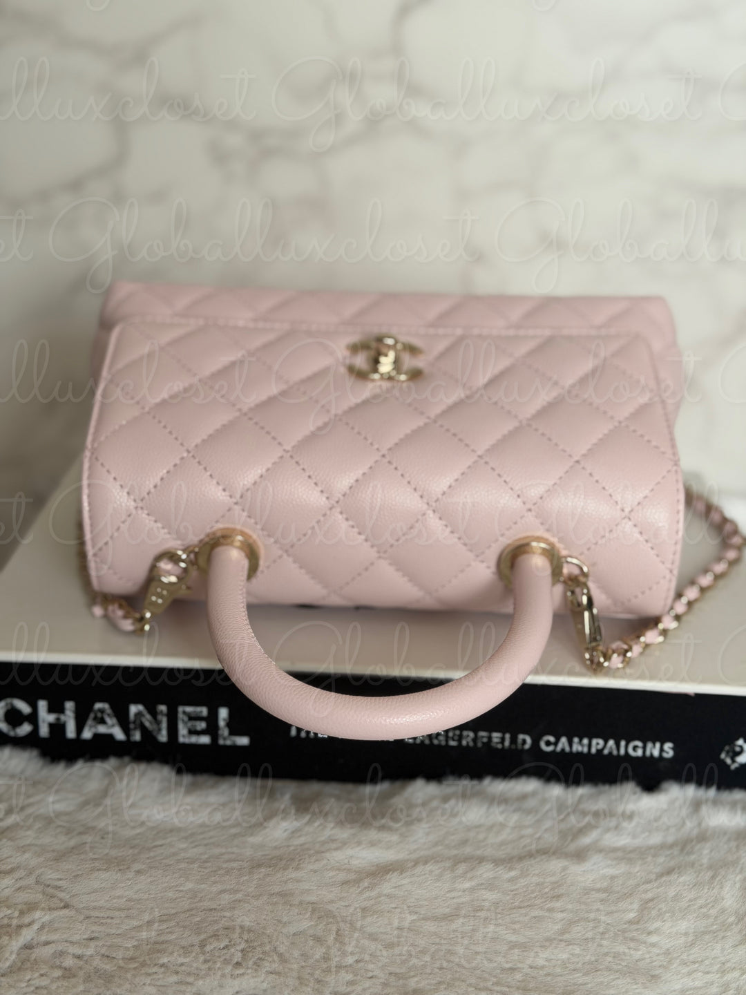 CHANEL 22P Light Pink Sakura Caviar LGHW Coco handle Flap Bag With detachable strap size Small 2022