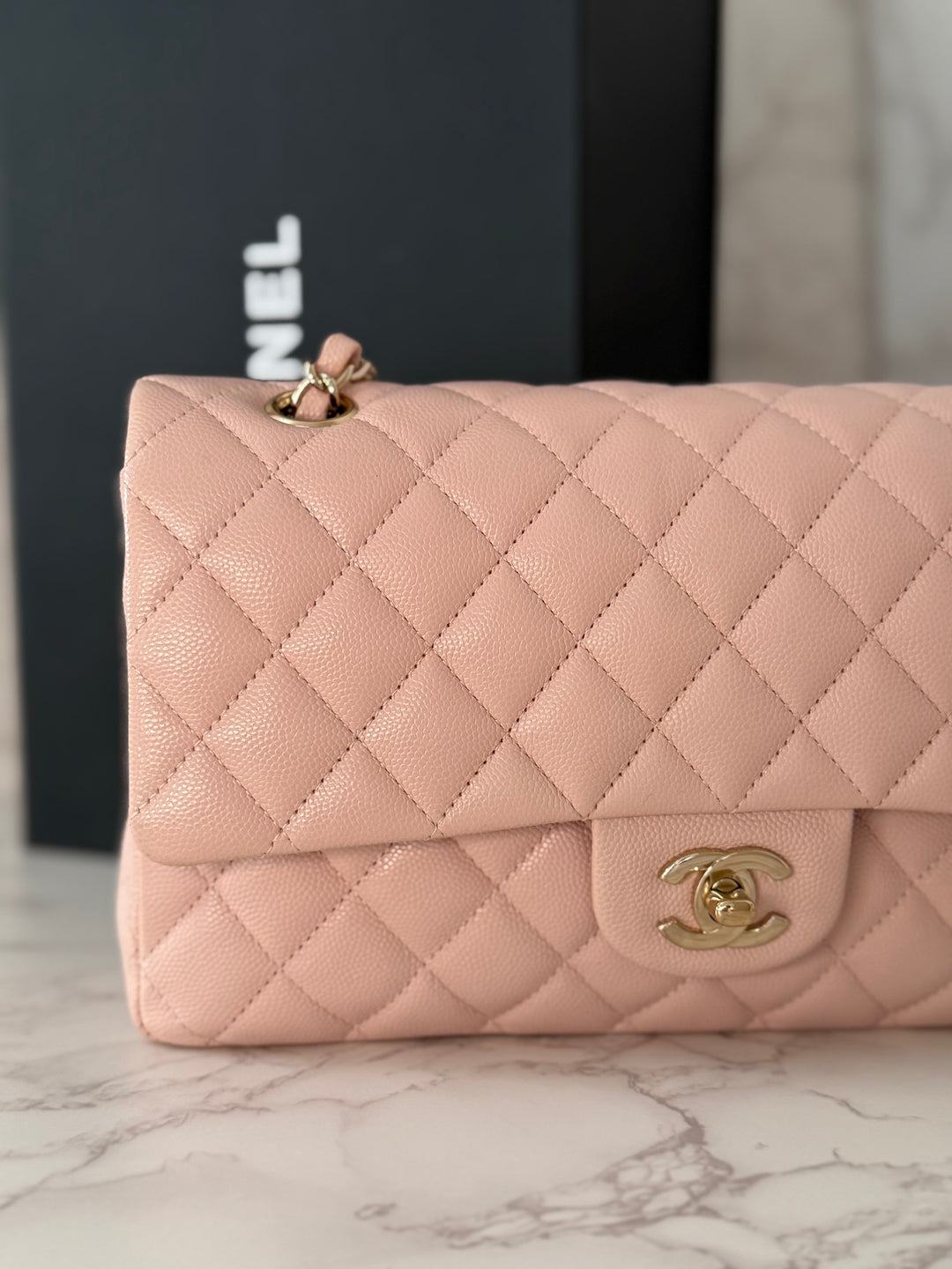 CHANEL 21C 2021 Rose Clair Caviar LGHW Medium ML 11.12 Timeless Classic Double Flap Bag