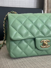 Load image into Gallery viewer, Chanel series 31 21C collection 2020/2021 Pastel Mint Green Lambskin Champagne GHW Mini Rectangular Flap Bag
