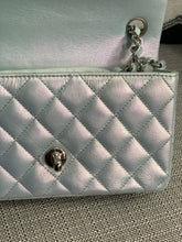 Load image into Gallery viewer, Chanel 21K collection 2021 Iridescent Light Blue Calf skin SHW Mini Rectangular Flap Bag
