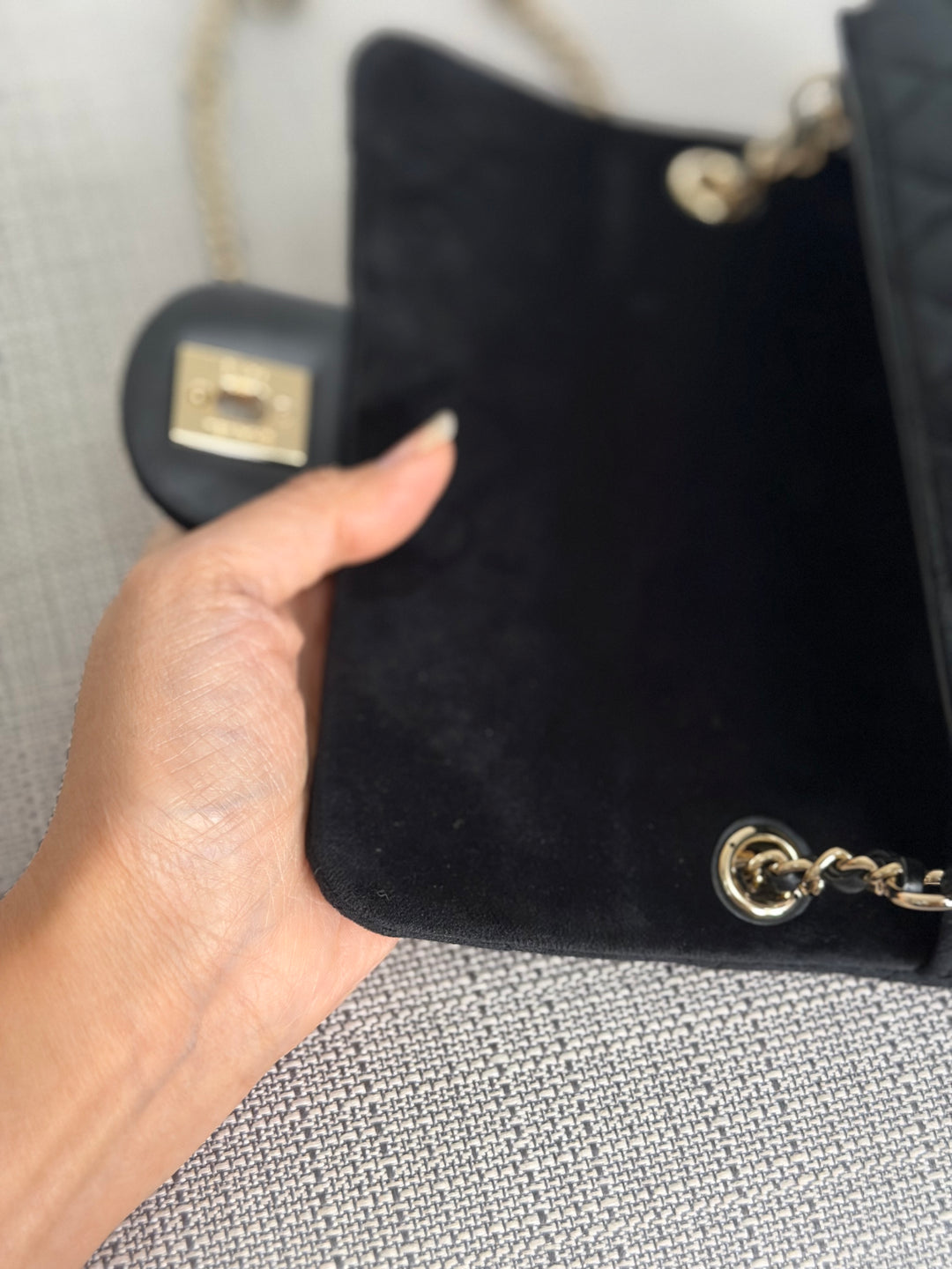 CHANEL series 30 2020 20K collection Black Velvet Crystal Pearl Crush Adjustable Strap LGHW Mini Rectangular Flap Bag