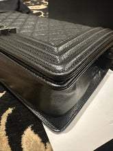 Load image into Gallery viewer, CHANEL series 20 2014/2015 Black Caviar Ruthenium Hardware Old Medium Le Boy Flap Bag
