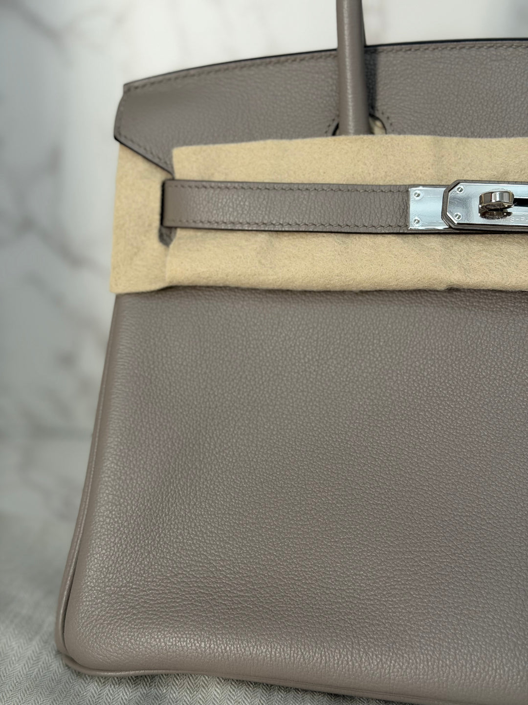 HERMES Gris Asphalt Leather Birkin 30 Bag Palladium Hardware Stamp D 2019