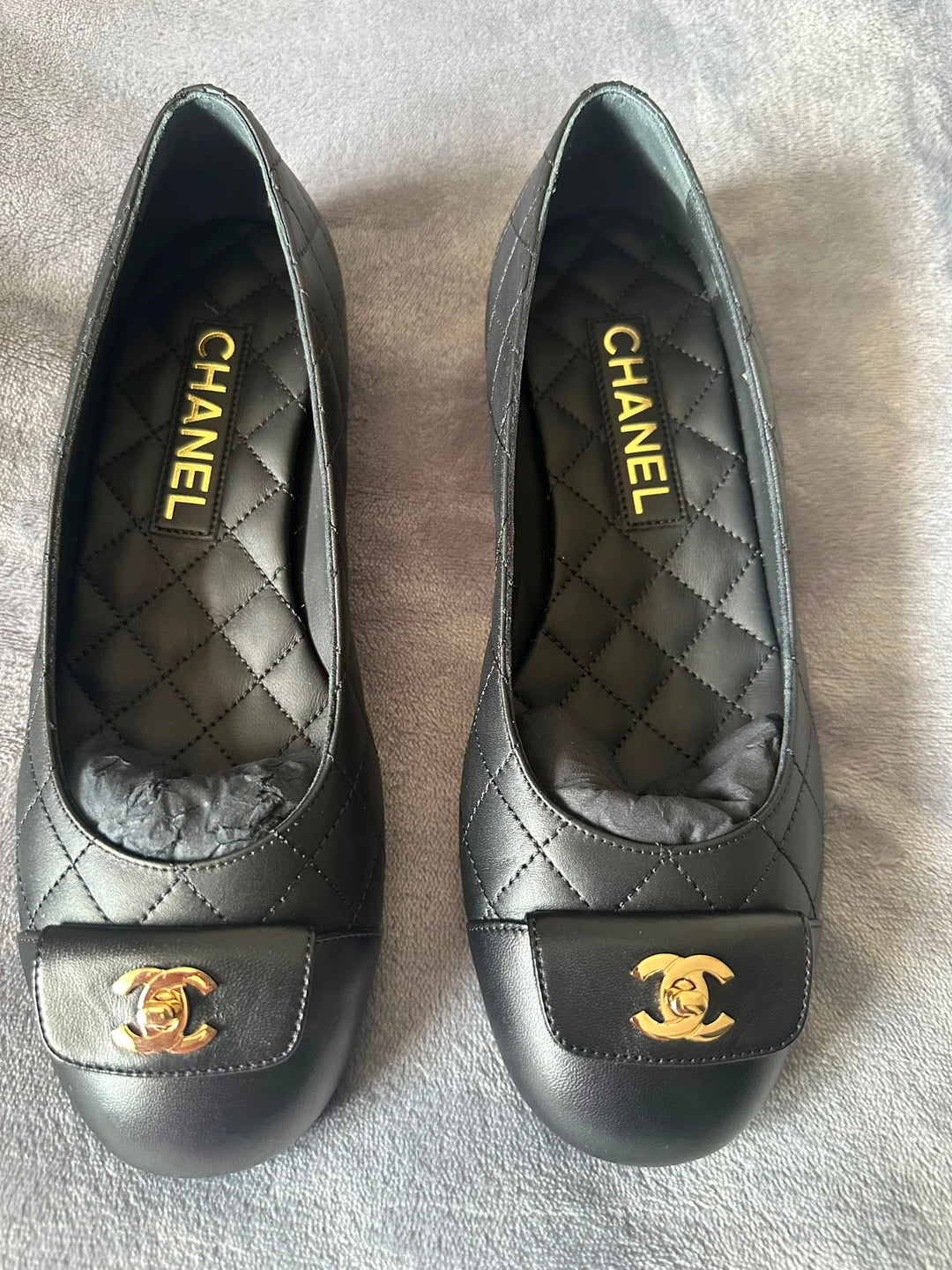 CHANEL Black Ballerina Shoes EU 37.5