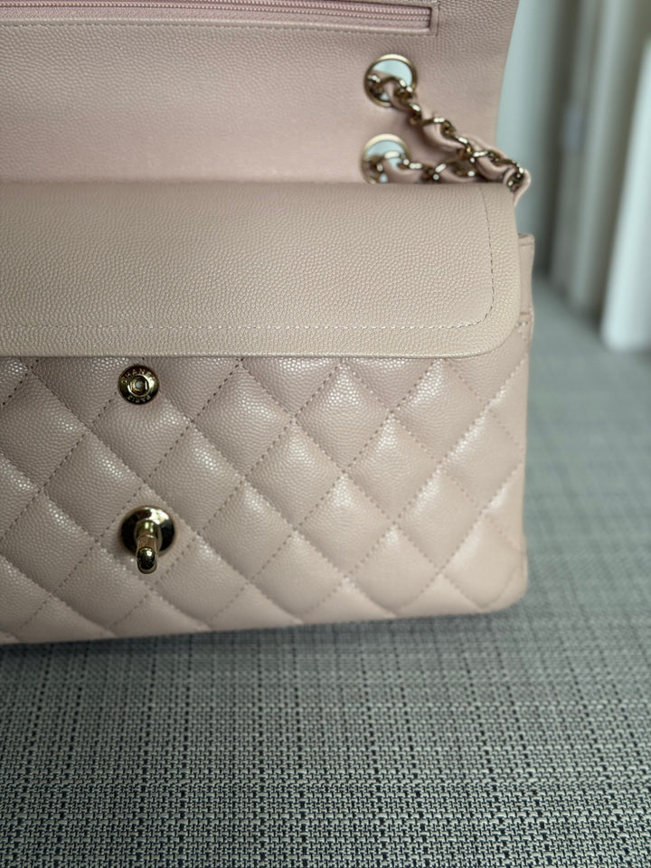 CHANEL 21C 2021 Rose Clair Caviar LGHW Medium ML 11.12 Timeless Classic Double Flap Bag