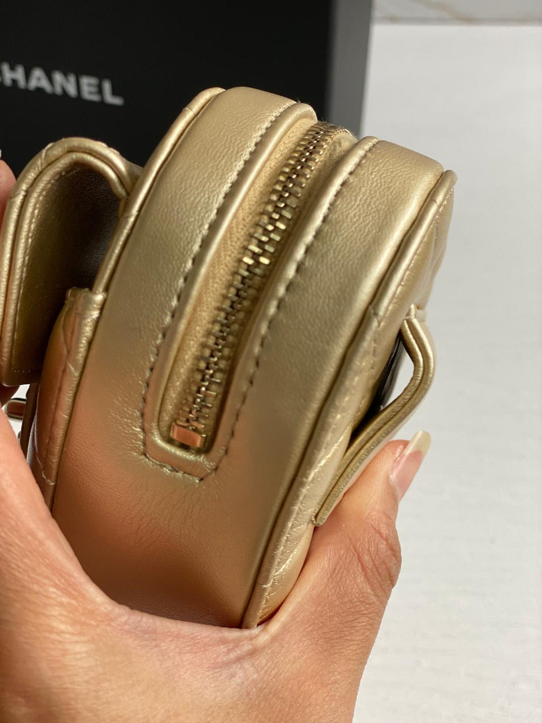 Chanel 22S 2022 Gold Lambskin LGHW Heart Belt bag