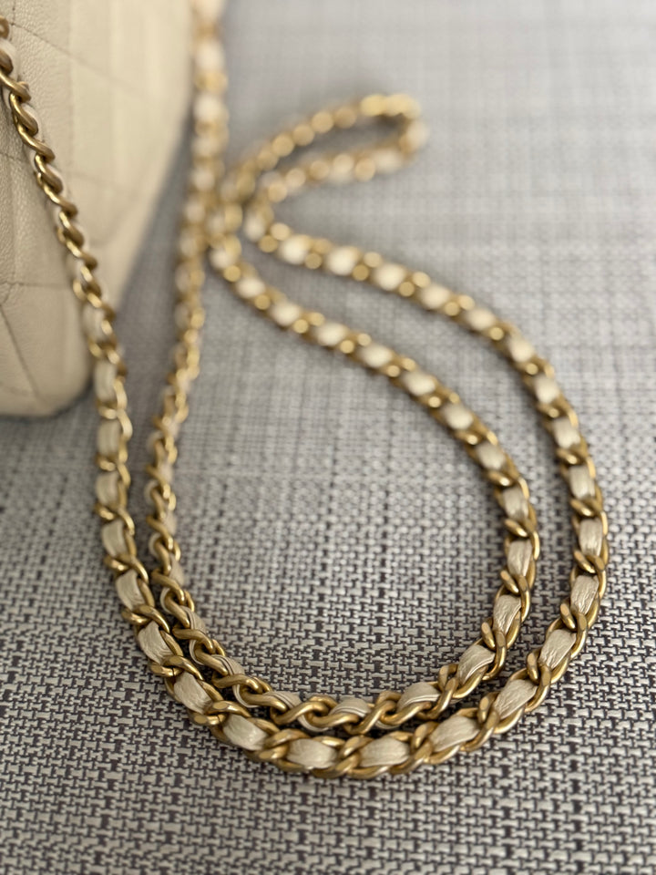 CHANEL 21S series 31 Beige Caviar Aged GHW Mini Rectangular Flap Bag with Top Handle 2021