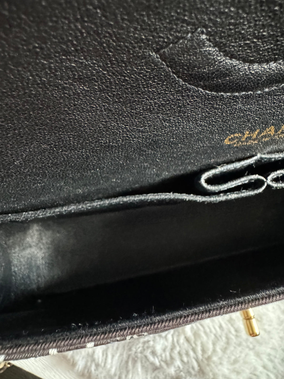 Chanel series 7 2002/2003 Black Canvas Quilted COCO Medium Classic Flap Light Gold Hardware