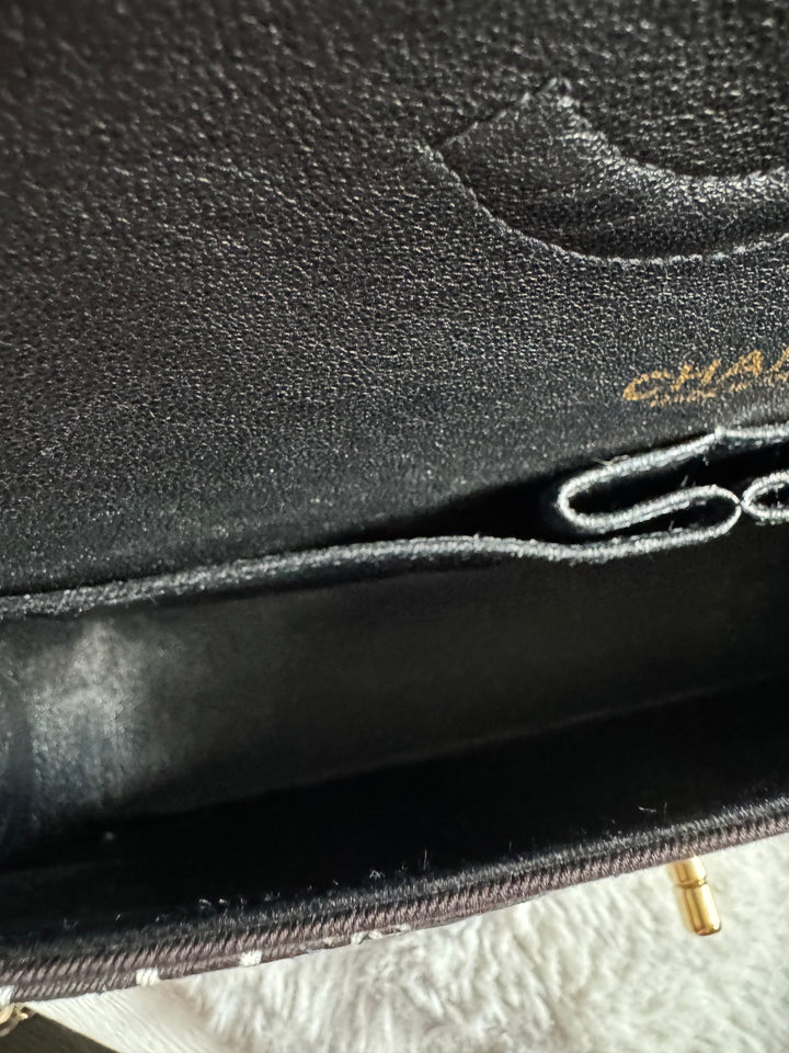 Chanel series 7 2002/2003 Black Canvas Quilted COCO Medium Classic Flap Light Gold Hardware