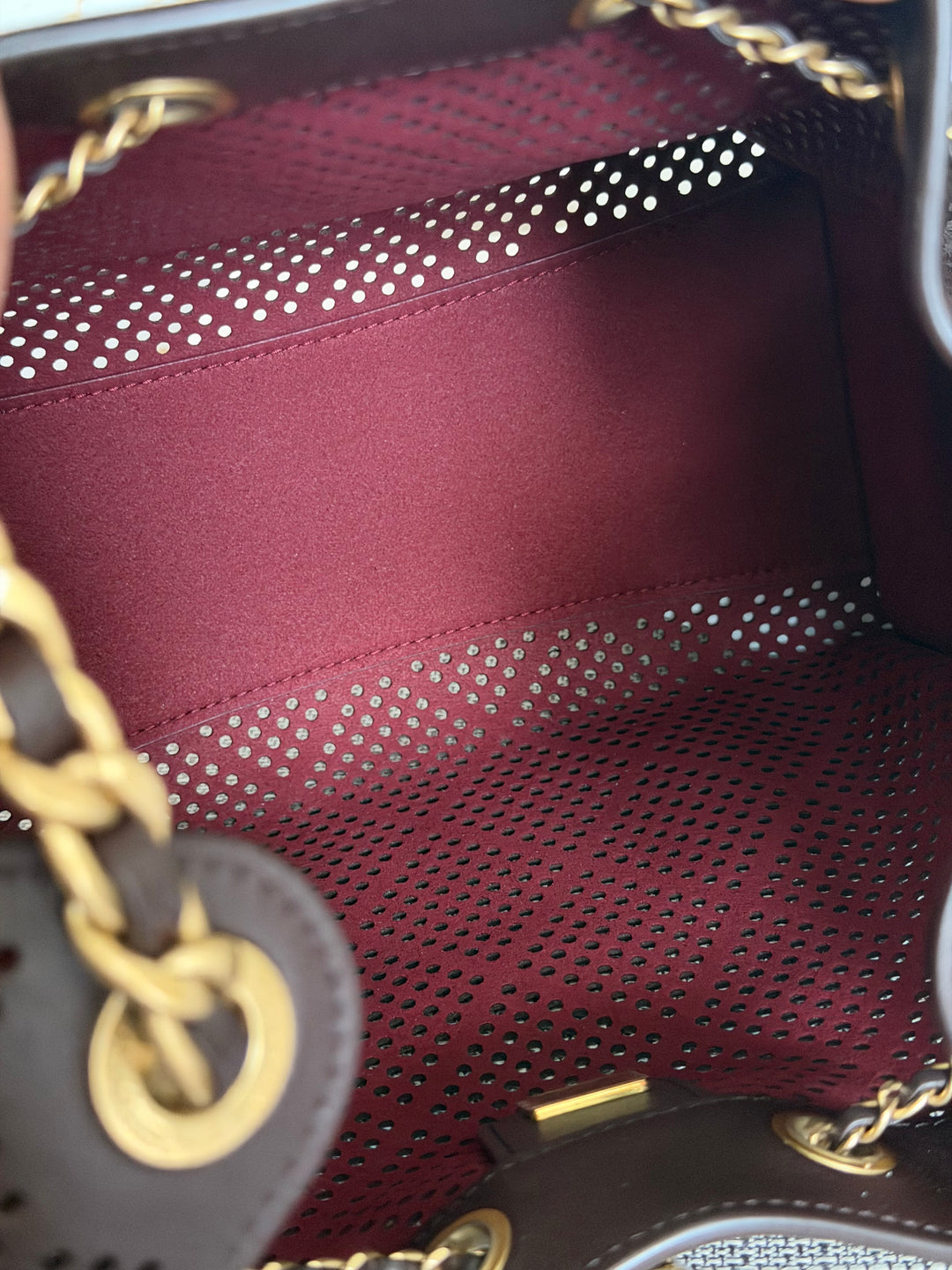 CHANEL 26S 25 Hobo Bag in Perforated BROWN Calf skin Aged GHW size SMALL