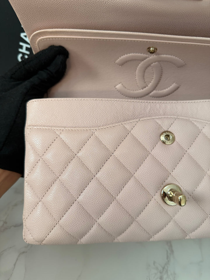 CHANEL 21C 2021 Rose Clair Caviar LGHW Medium ML 11.12 Timeless Classic Double Flap Bag