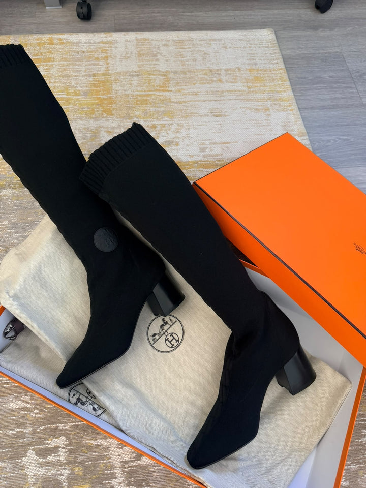 HERMÈS Fontaine 60 Boots size EU 40 UK 7 Black