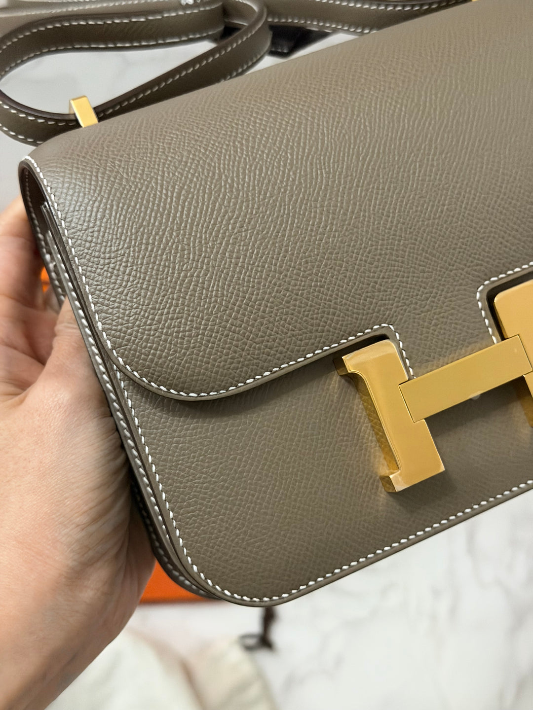 Hermes Constance 18 Etoupe Epsom Leather GHW Flap Bag Stamp D 2019