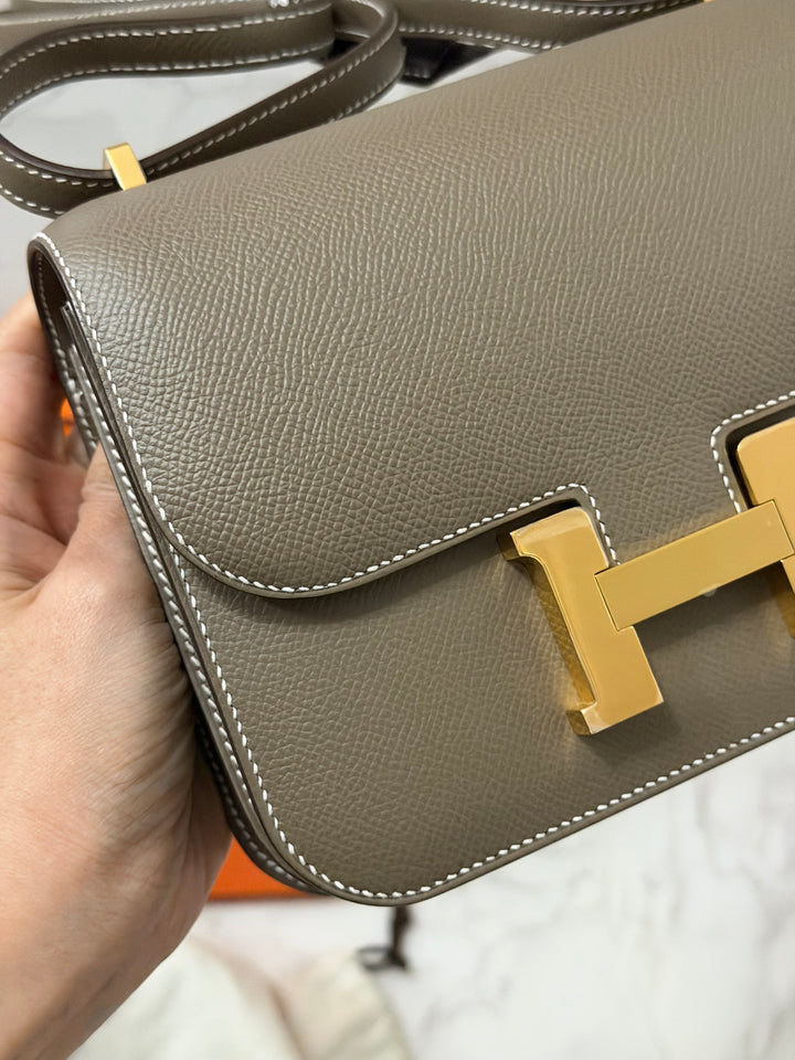 Hermes Constance 18 Etoupe Epsom Leather GHW Flap Bag Stamp D 2019
