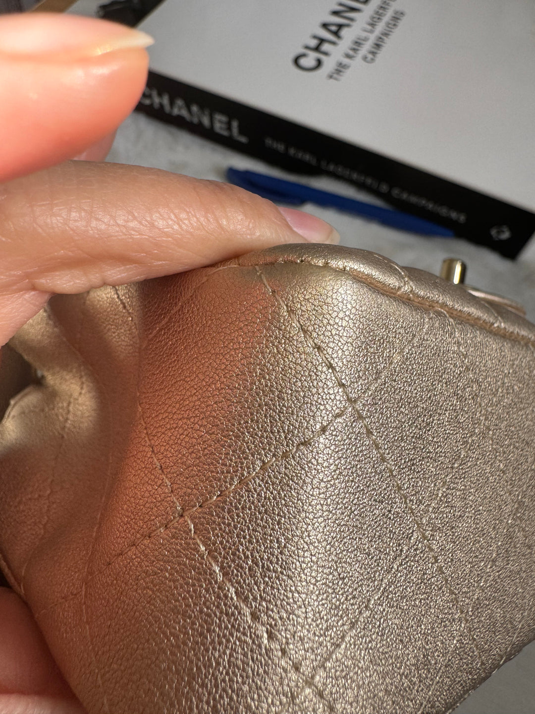 Chanel 21P series 31 Iridescent Gold Lambskin LGHW Mini Rectangular Flap Bag