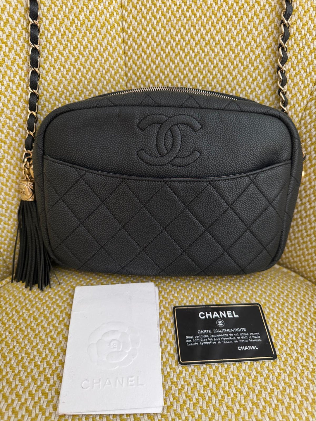 Chanel series 26 (2018) Black Camera Case Bag GHW with Tassel Size Medium