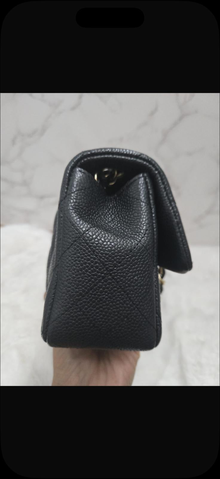 CHANEL series 20 Black Caviar Brushed GHW Mini rectangular Flap Bag