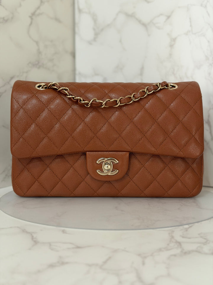 CHANEL Brown Caviar LGHW Medium ML Timeless 11.12 Classic Double Flap Bag 2023