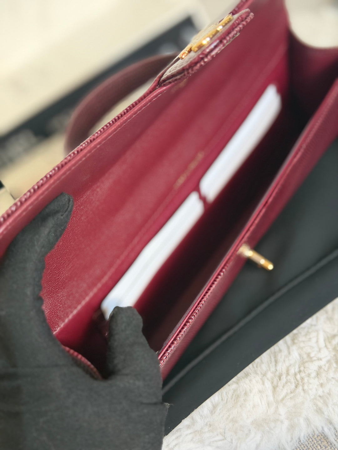 CHANEL 26A Matthieu Blazy Clutch with Top Handle in Burgundy Lizard-Embossed Calfskin with Light Gold Hardware 2026
