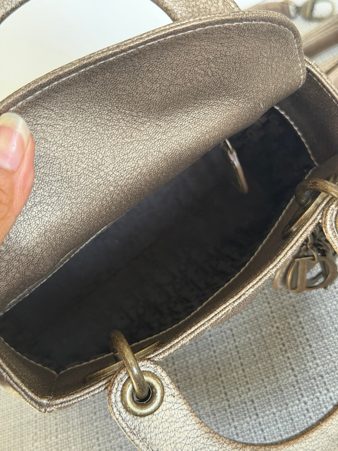 Dior Lady Dior Mini In Bronze Lambskin Bronze Hardware 2007