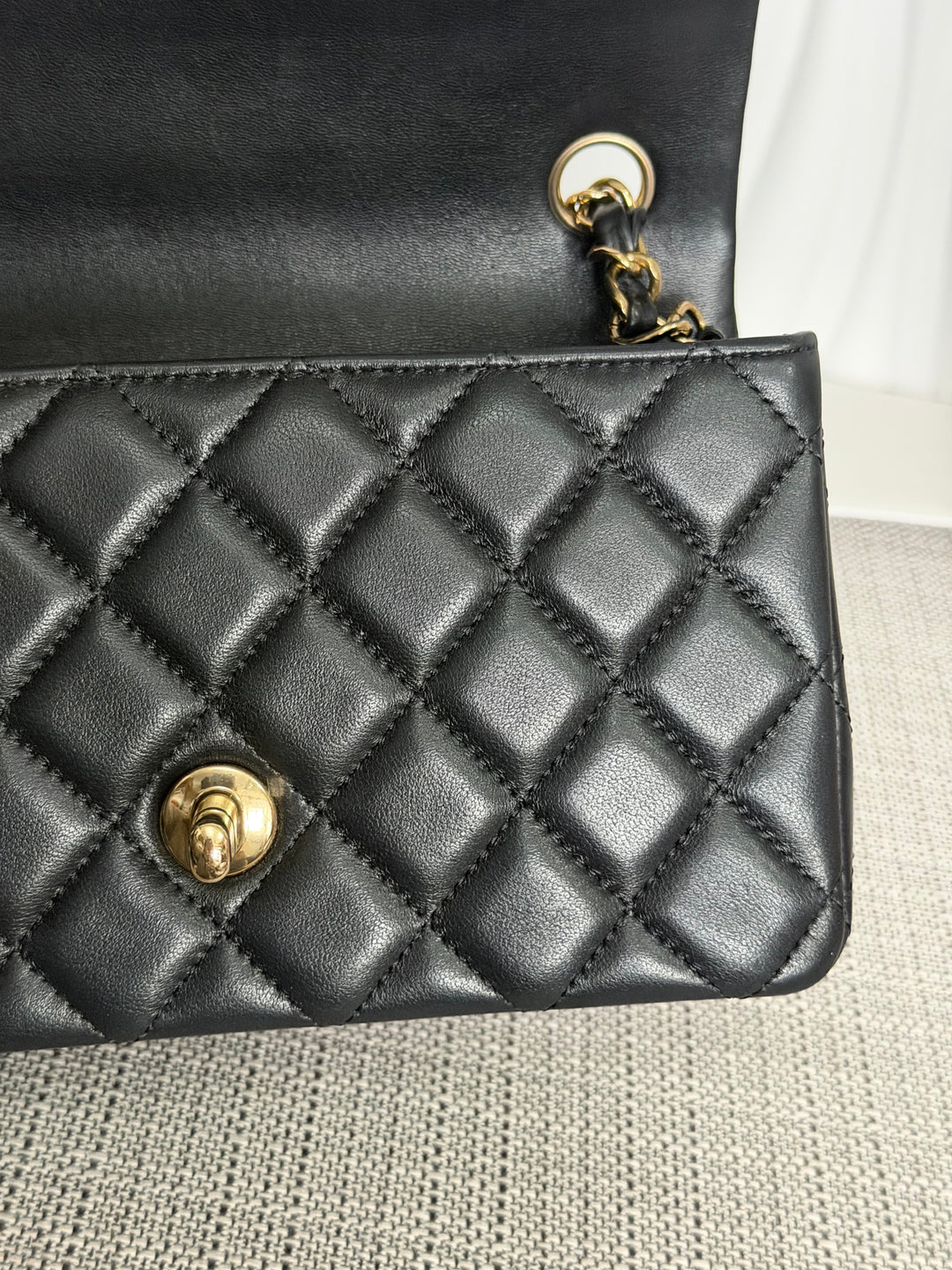 CHANEL Black Lambskin LGHW Mini Rectangular Flap Bag 2025