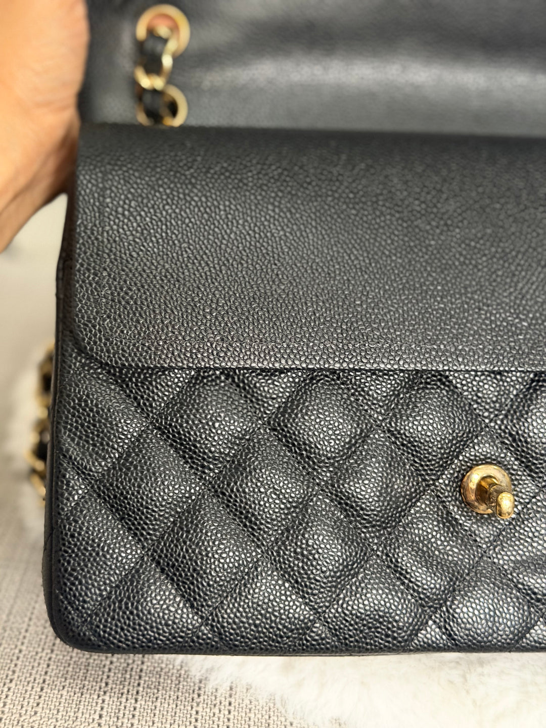 CHANEL series 17 Black Caviar GHW Jumbo Classic Double Flap Bag 2012