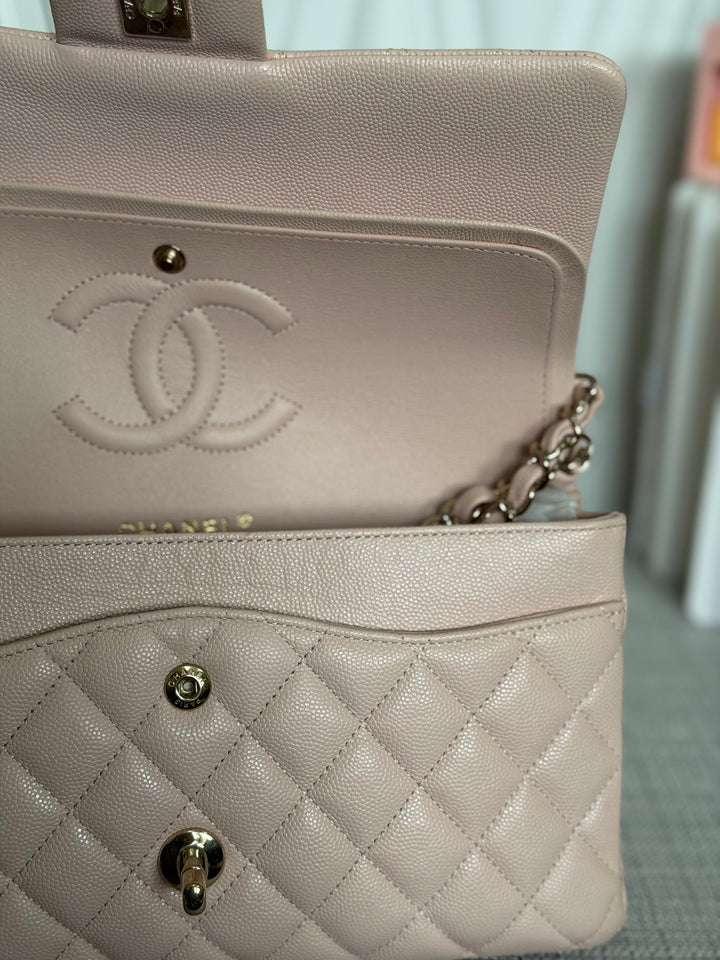 CHANEL 21C 2021 Rose Clair Caviar LGHW Medium ML 11.12 Timeless Classic Double Flap Bag